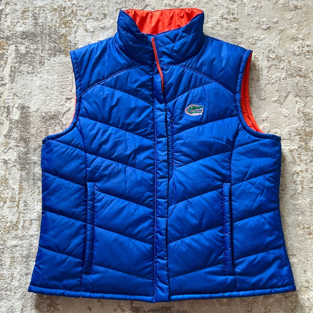 Columbia Reversible UF Gators Women's Large Blue Orange Puffy Vest - Size XL